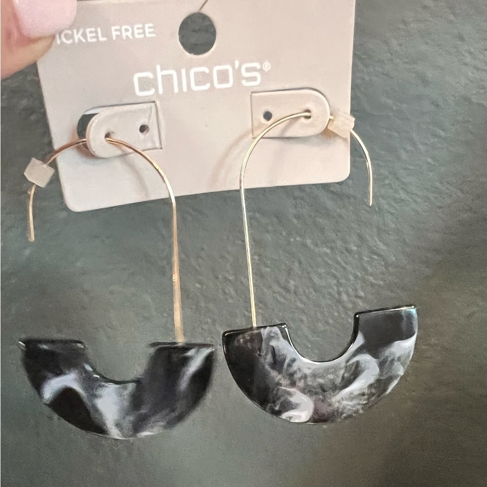 Chico's Black and White Hoop Earrings